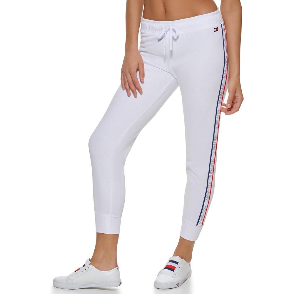imageTommy Hilfiger Womens Side Stripe Drawstring Waistband JoggerWinter White