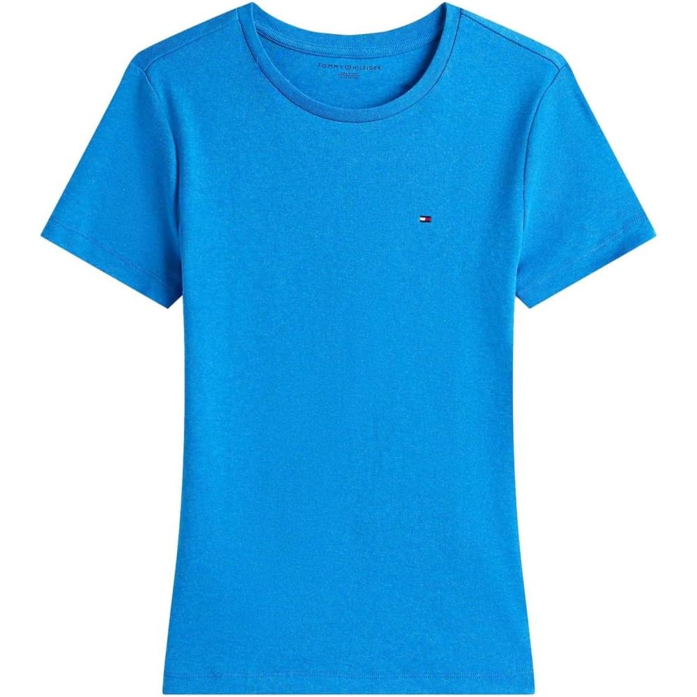 imageTommy Hilfiger Womens Striped Logo Graphic TShirtBlue Heather