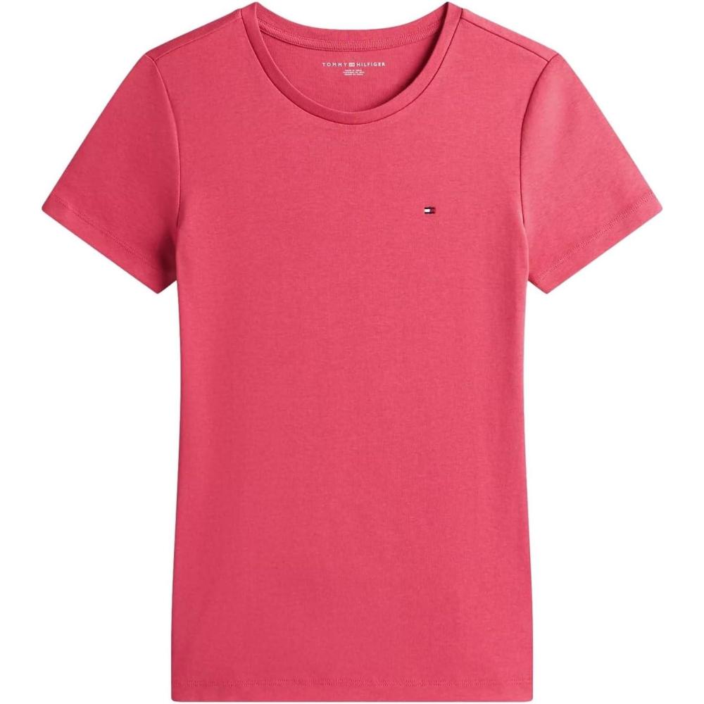imageTommy Hilfiger Womens Striped Logo Graphic TShirtLight Crimson
