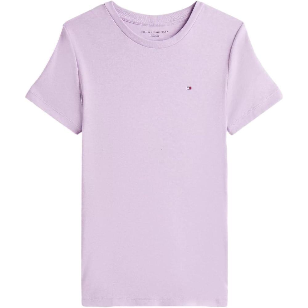 imageTommy Hilfiger Womens Striped Logo Graphic TShirtLilac Spring Heather