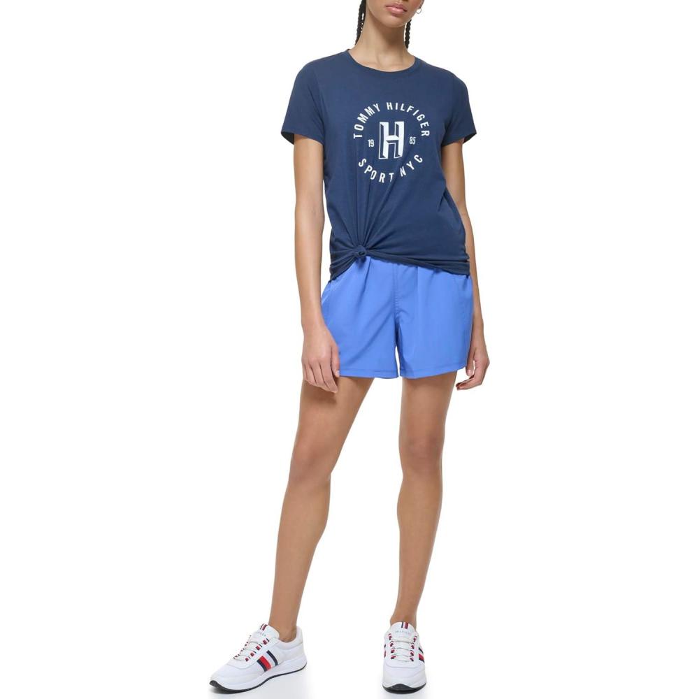 imageTommy Hilfiger Womens Varsity Logo Graphic TShirtNavy