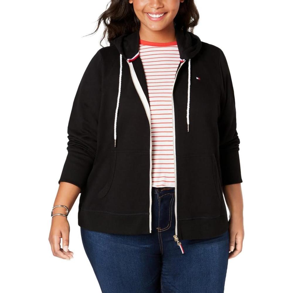 imageTommy Hilfiger Womens Zipup Hoodie  Classic Sweatshirt for Women With Drawstrings and HoodBlack