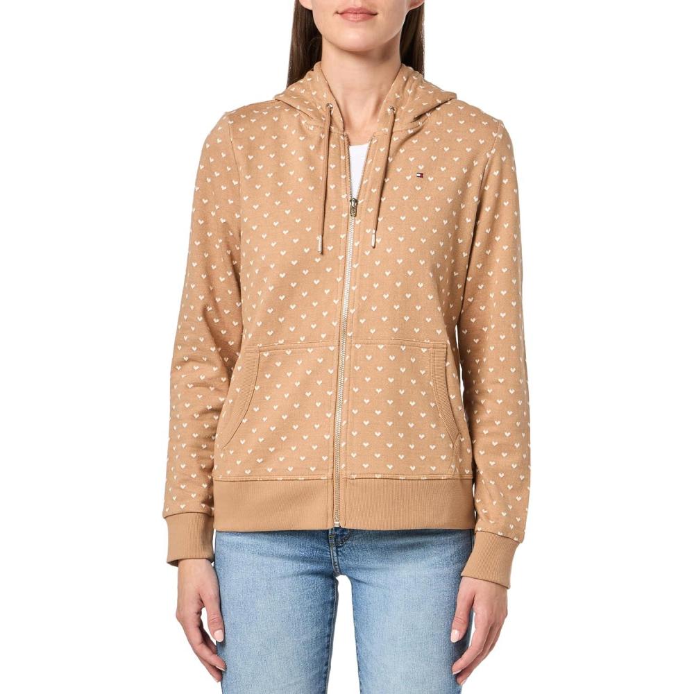 imageTommy Hilfiger Womens Zipup Hoodie Classic Sweatshirt for Women With Drawstrings and HoodBrown Sugar Multi