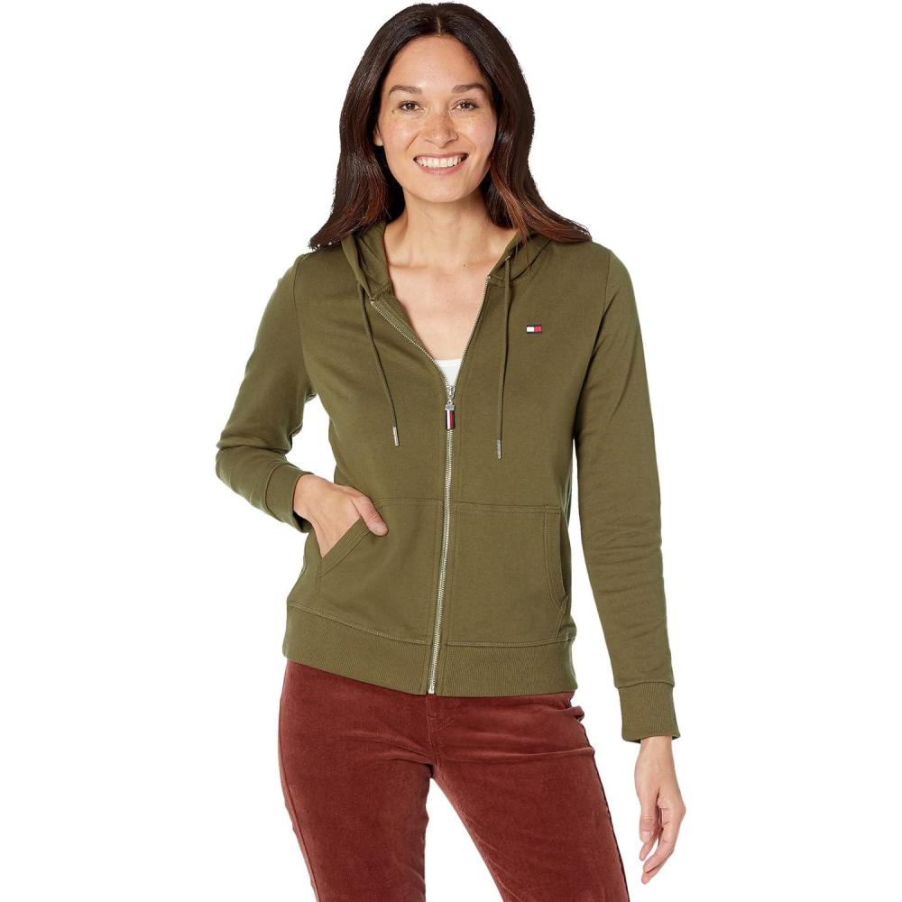 imageTommy Hilfiger Womens Zipup Hoodie Classic Sweatshirt for Women With Drawstrings and HoodDark Olive Heather