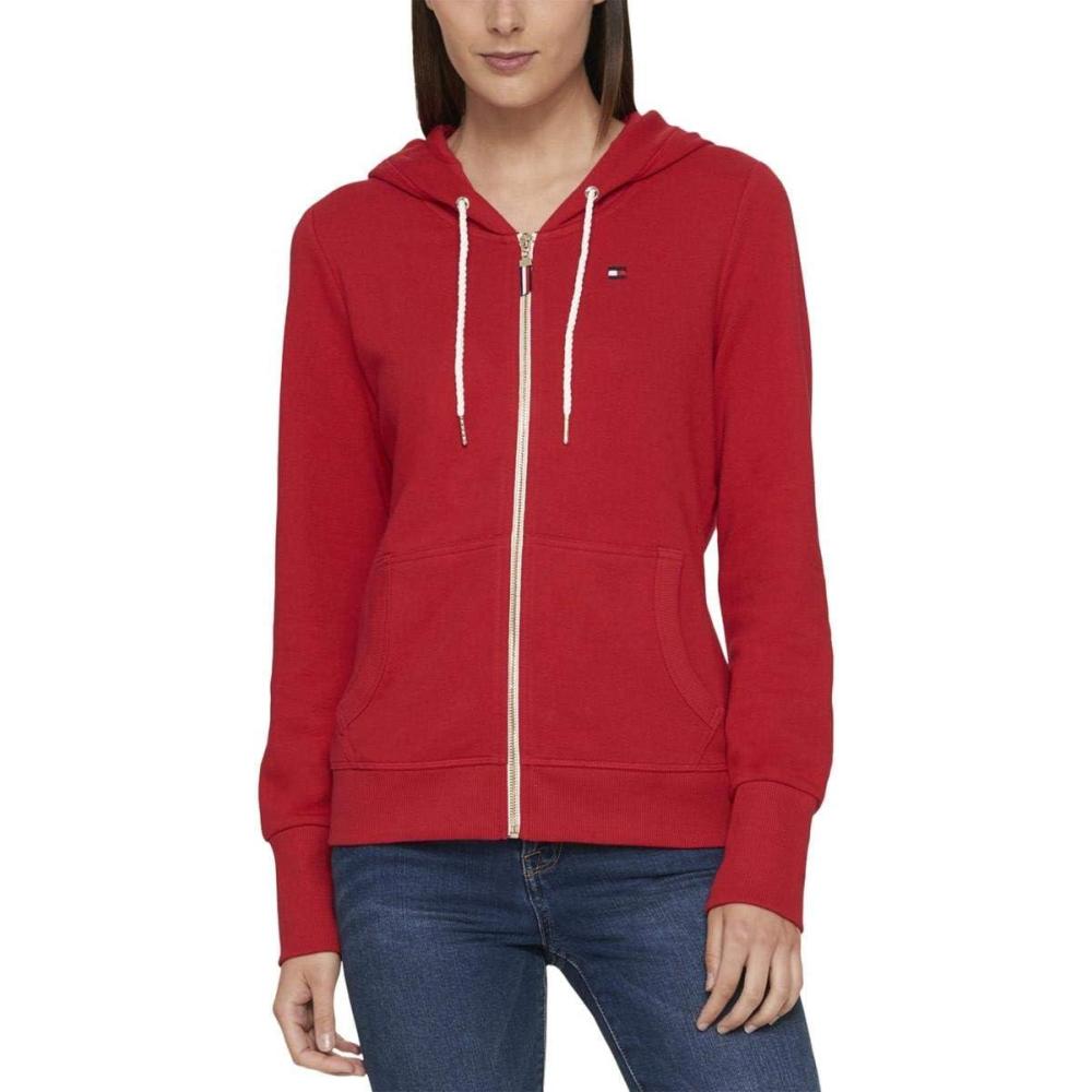 imageTommy Hilfiger Womens Zipup Hoodie Classic Sweatshirt for Women With Drawstrings and HoodScarlet