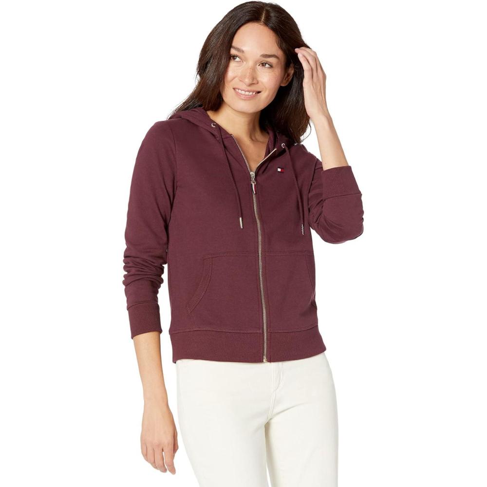 imageTommy Hilfiger Womens Zipup Hoodie Classic Sweatshirt for Women With Drawstrings and HoodWinetasting