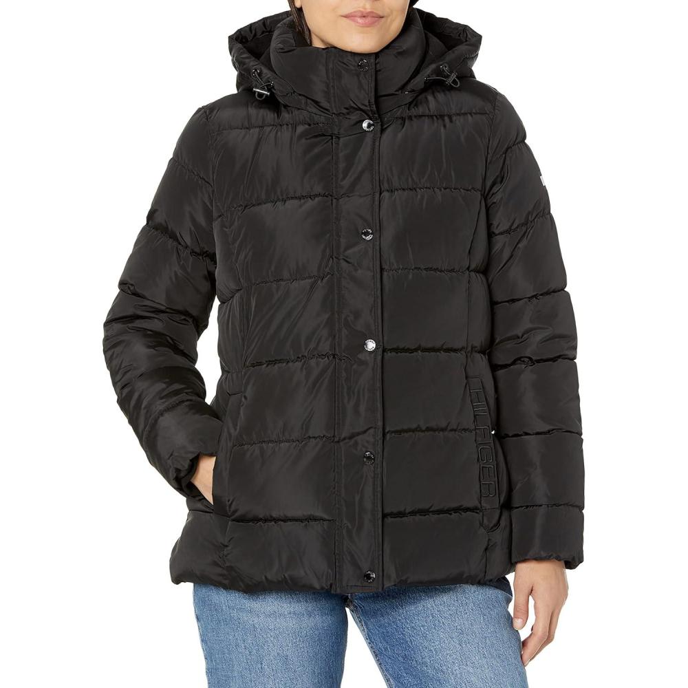 imageTommy Hilfiger womens Zip Up Short Puffer JacketBlack