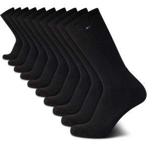 Tommy Hilfiger Men’s Athletic Cushioned Crew Socks (10 Pack)(Black)