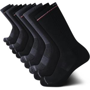 Tommy Hilfiger Men’s Athletic Cushioned Crew Socks (10 Pack)(Black Assorted)