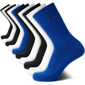 Tommy Hilfiger Men’s Athletic Cushioned Crew Socks (10 Pack)(Blue Logo)
