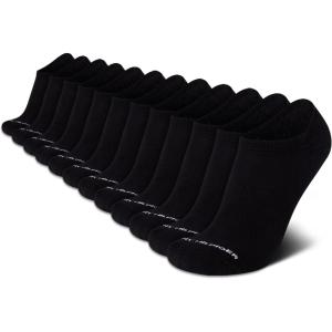 Tommy Hilfiger Men’s Athletic Socks – Cushion No Show Socks (12 Pack)(Black Classic)