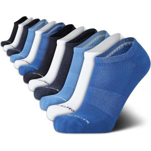 Tommy Hilfiger Men’s Athletic Socks – Cushion No Show Socks (12 Pack)(Blue Multi)