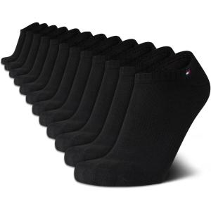 Tommy Hilfiger Men’s Athletic Socks – Cushion No Show Socks (12 Pack)(Pure Black)