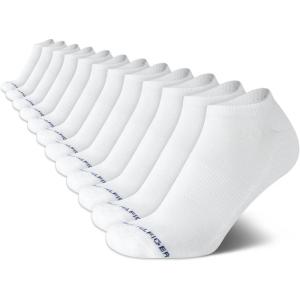 Tommy Hilfiger Men’s Athletic Socks – Cushion No Show Socks (12 Pack)(Pure White)
