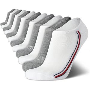 Tommy Hilfiger Men’s Athletic Socks – Cushion No Show Socks (12 Pack)(White Multi)