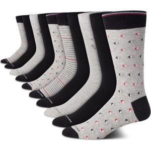 Tommy Hilfiger Men’s Casual Soft Cotton Blend Crew Socks – 10 Pack(Grey/Black)