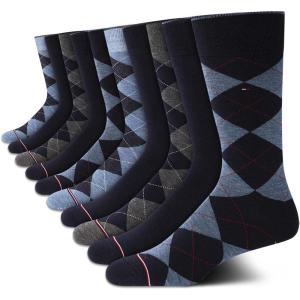 Tommy Hilfiger Men’s Casual Soft Cotton Blend Crew Socks – 10 Pack(Navy Argyle)