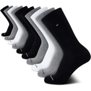 Tommy Hilfiger Mens Crew Socks – 10 Pack Moisture Wicking Cushioned Crew Running Socks for Men for Sports & Workout(Black/White/Grey)