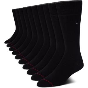 Tommy Hilfiger Mens Dress Socks – 10 Pack Lightweight Everyday Crew Work Socks for Men for Casual & Formal Wear(Black)