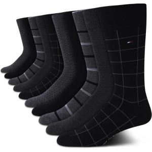 Tommy Hilfiger Mens Dress Socks – 10 Pack Lightweight Everyday Crew Work Socks for Men for Casual & Formal Wear(Black/Grey)