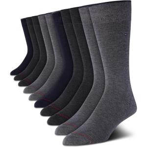 Tommy Hilfiger Mens Dress Socks – 10 Pack Lightweight Everyday Crew Work Socks for Men for Casual & Formal Wear(Greys/Navy)