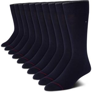 Tommy Hilfiger Mens Dress Socks – 10 Pack Lightweight Everyday Crew Work Socks for Men for Casual & Formal Wear(Navy)