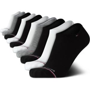 Tommy Hilfiger Mens No Show Socks – 10 Pack Cotton Blend Performance Stretch Athletic Invisible Liner Low Cut Socks for Men(Black/White/Grey (10pk))