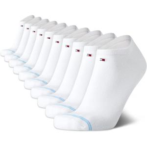 Tommy Hilfiger Mens No Show Socks – 10 Pack Cotton Blend Performance Stretch Athletic Invisible Liner Low Cut Socks for Men(White (10pk))