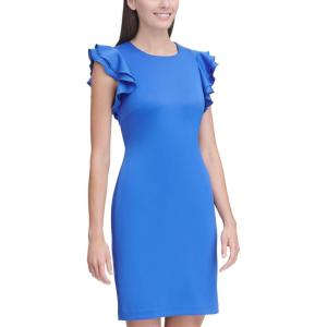 Tommy Hilfiger Scuba Flutter Sleeve Sheath Dress(Amparo Blue)