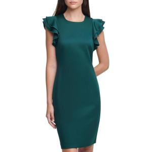 Tommy Hilfiger Scuba Flutter Sleeve Sheath Dress(Cypress)