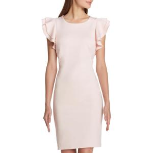 Tommy Hilfiger Scuba Flutter Sleeve Sheath Dress(Powder)