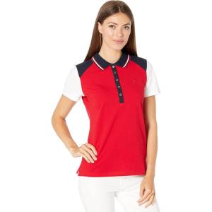 Tommy Hilfiger Short Sleeve Rugby Stripe Polo(Scarlet)