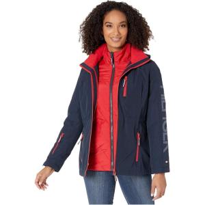 Tommy Hilfiger Women’s 29.5″ 3-in-1 Systems Jacket(Navy/Fire)