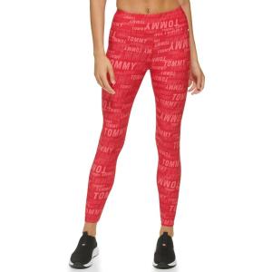 Tommy Hilfiger Women’s All Over Logo High Rise Performance Legging(Rich Red)