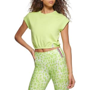 Tommy Hilfiger Womens Cap Sleeve Crewneck Elastic Waist Cropped T-Shirt(Sharp Green)