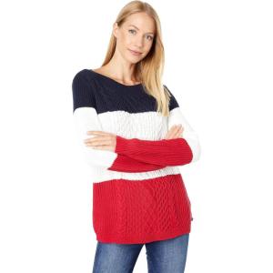 Tommy Hilfiger Womens Classic Fit Sweater(Sky Captain/Ivory/Scarlet)