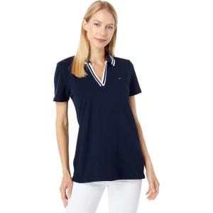 Tommy Hilfiger Womens Classic Short Sleeve Core Pique Polo (Standard and Plus Size)(Electric Sky Captain)