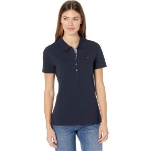 Tommy Hilfiger Womens Classic Short Sleeve Core Pique Polo (Standard and Plus Size)(Navy)