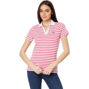 Tommy Hilfiger Womens Classic Short Sleeve Core Pique Polo (Standard and Plus Size)(Rosette Multi)