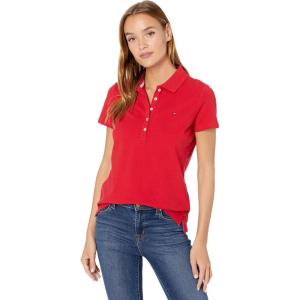 Tommy Hilfiger Womens Classic Short Sleeve Core Pique Polo (Standard and Plus Size)(Scarlet)