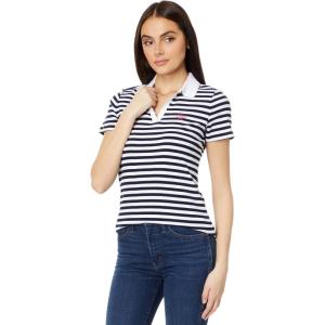 Tommy Hilfiger Womens Classic Short Sleeve Core Pique Polo (Standard and Plus Size)(Sky Captain)