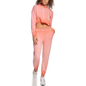 Tommy Hilfiger Women’s Cropped Tied Logo Hoodie(Hot Coral)