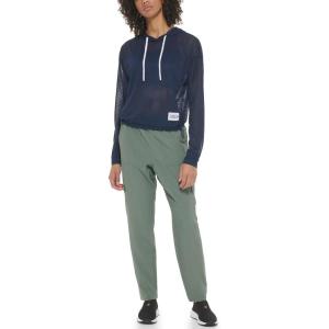 Tommy Hilfiger Women’s Drawcord Diamond Texture Mesh Hoodie(Navy)