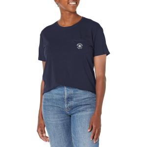 Tommy Hilfiger Women’s Front Pocket Boyfriend Fit Soft T-shirt(Navy)
