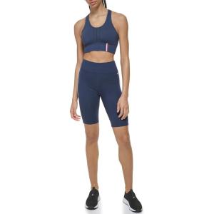 Tommy Hilfiger Women’s High Waisted Logo Tape Biker Shorts(Navy)