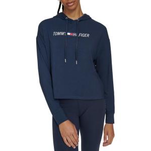 Tommy Hilfiger Women’s Lightweight Logo Hoodie Sweatshirt(Navy Blue)