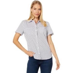 Tommy Hilfiger Womens Linen Pocket Logo Camp Shirt(Bright White Multi)