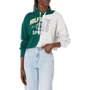 Tommy Hilfiger Women’s Logo Mesh Hoodie Sweatshirt(Botanical Combo)