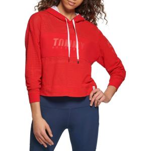 Tommy Hilfiger Women’s Logo Mesh Hoodie Sweatshirt(Rich Red)