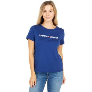 Tommy Hilfiger Women’s Performance T-Shirt-Soft Crew-Neck Basic Summer Tee(Deep Sky Blue)